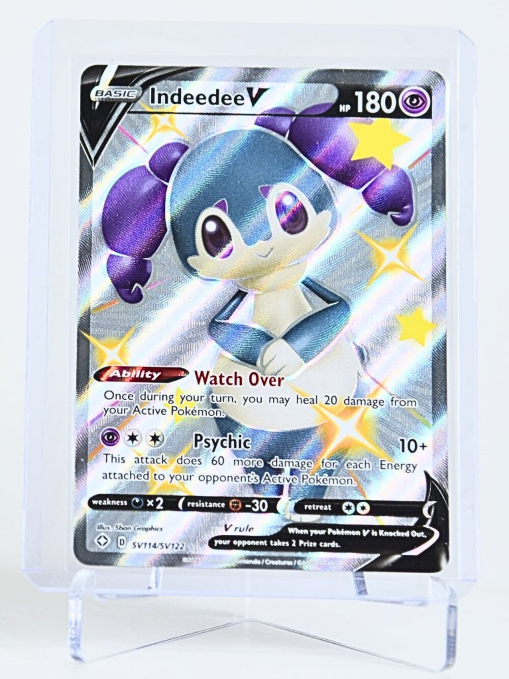 Pokemon Card Indeedee SV114/SV122 V Shiny Holo Rare Shining Fates: Shiny Vault